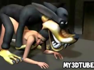 Elite 3D Cartoon Brunette feature Gets Fucked By A Wolf